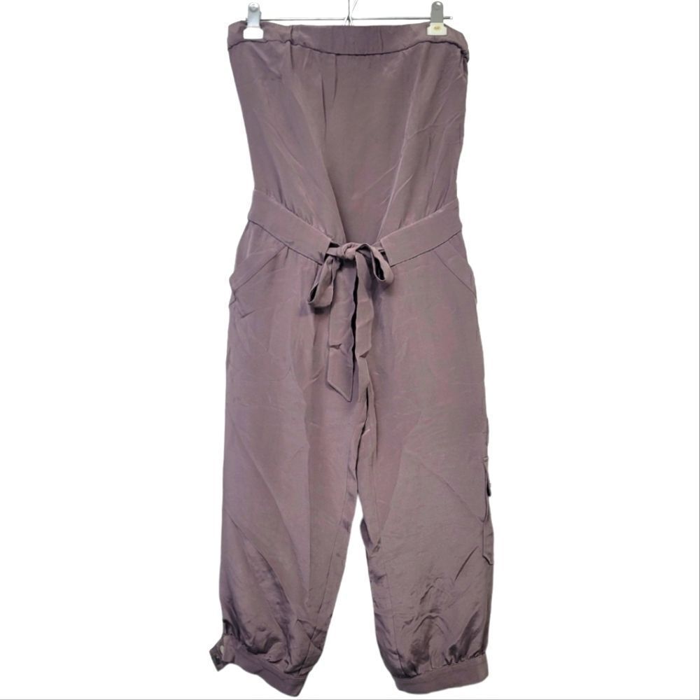 Bebe 100% silk cropped mauve jumpsuit, xs